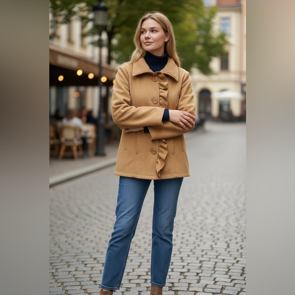 Fleece Ruffle Jacket Coat - Picture 2 of 14